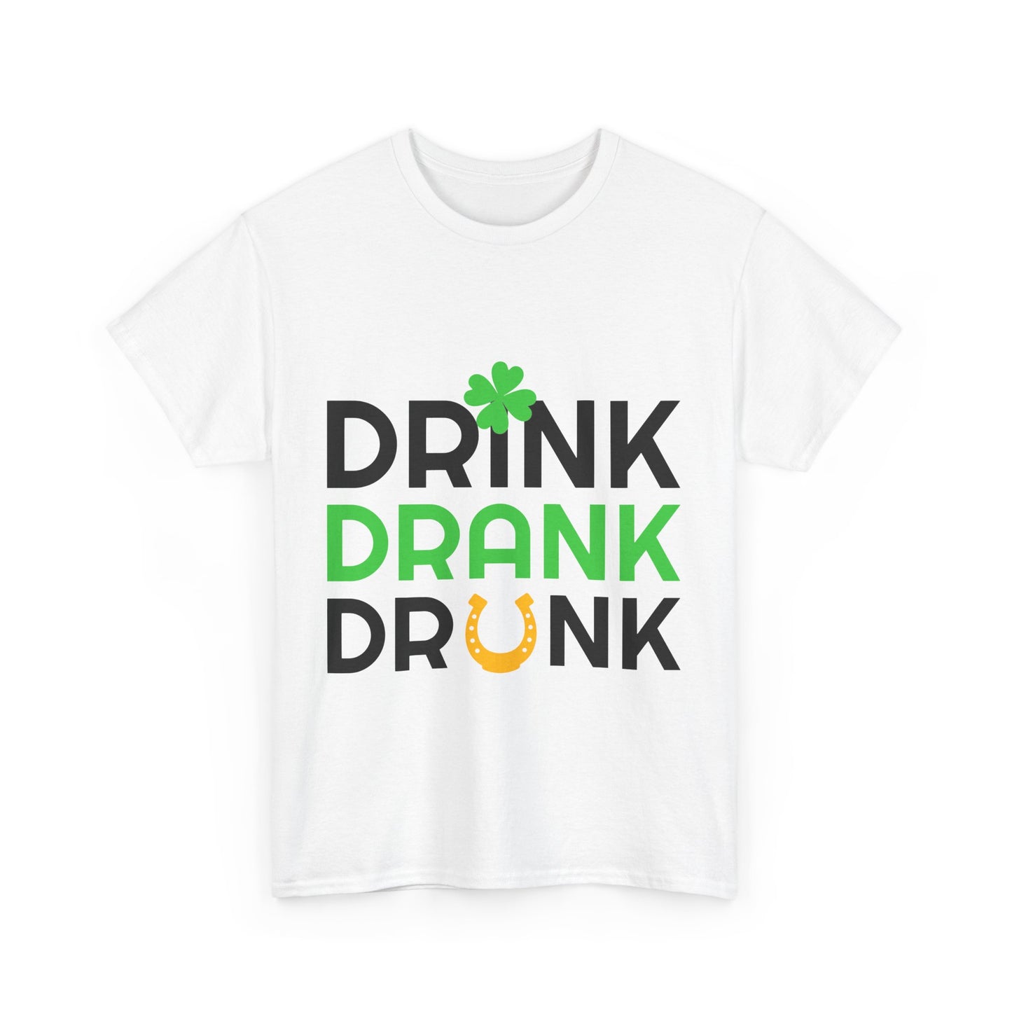 St. Patrick's Day Unisex Heavy Cotton Tee - "Drink, Drank, Drunk"